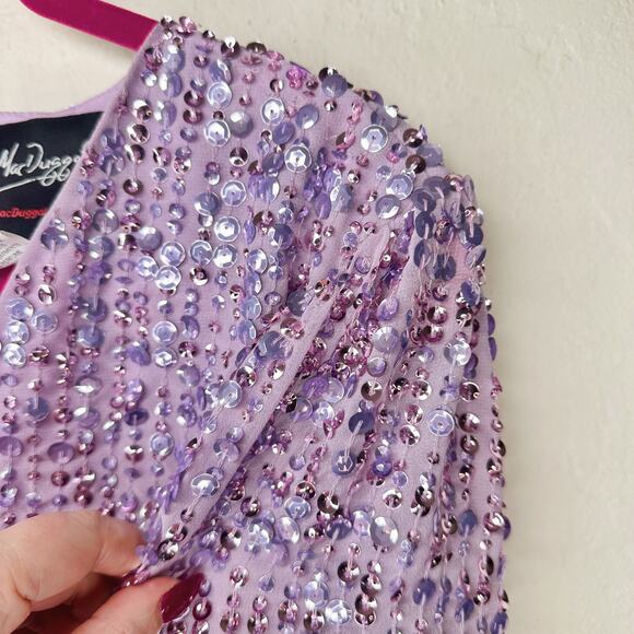 Mac Duggal Sequin Illusion Long Puff Sleeve 107641 Evening Tea Length Midi Dress - Picture 6 of 16